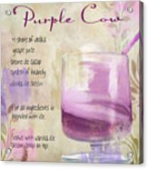 Purple Cow Mixed Cocktail Recipe Sign Acrylic Print
