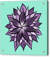 Purple Mandala Like Ink Drawn Abstract Flower Acrylic Print