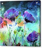 Purple Opium Poppy, Poppies Modern Painting Acrylic Print