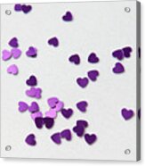 Purple Scattered Hearts Ii Acrylic Print