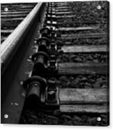 Railroad Tracks Bw Acrylic Print