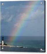 Rainbow At Hillsboro Lighthouse Acrylic Print