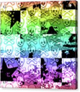 Rainbow Checker Skull Splatter Acrylic Print