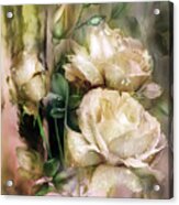 Raindrops On Antique White Roses Acrylic Print