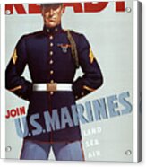 Ready Join U.s. Marines Vintage Military Poster Acrylic Print