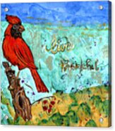 Red Cardinal Live Thankful Acrylic Print