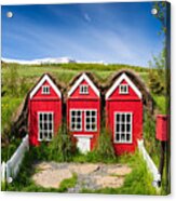 Red Elf Houses In Iceland For The Icelandic Hidden People Acrylic Print