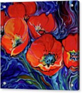 Red Floral Abstract Acrylic Print