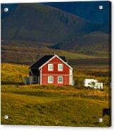 Red House And Horses - Iceland Acrylic Print