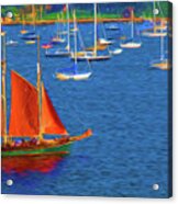 Red Sails At Newport Harbour 2 Acrylic Print