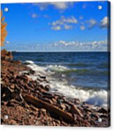 Red Stones And Waves Acrylic Print