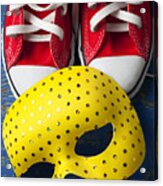 Red Tennis Shoes And Mask Acrylic Print