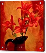 Red Tigerlilies In A Pitcher Acrylic Print