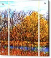 Reflections Of Autumnal Echoes - Triptych Acrylic Print