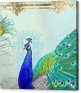 Regal Peacock 2 W Feather N Gold Leaf French Style Acrylic Print