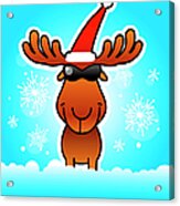 Reindeer Wearing Santa Hat And Sunglasses Acrylic Print