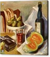 Relaxing With Wine Fruit And Books By Mary Krupa Acrylic Print