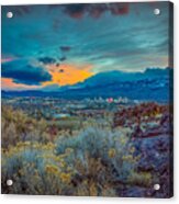 Reno Winter Storm Sunset Acrylic Print