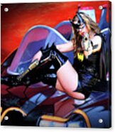 Retro Bat Woman On Car Acrylic Print
