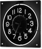 Retro Clock Bw Acrylic Print