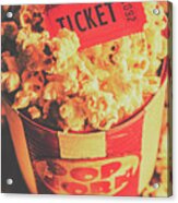 Retro Film Stub And Movie Popcorn Acrylic Print