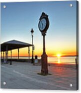 Revere Beach Clock At Sunrise Revere Ma Acrylic Print
