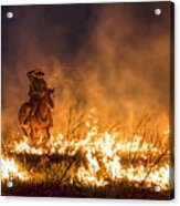 Riding Through The Flames Acrylic Print