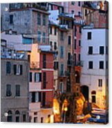 Riomaggiore Buildings Panorama In Cinque Terre Acrylic Print