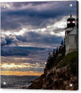 Rocky Cliffs Below Maine Lighthouse Acrylic Print