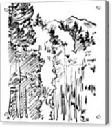 Rocky Mountain Sketch Acrylic Print