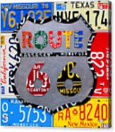 Route 66 Highway Road Sign License Plate Art Acrylic Print