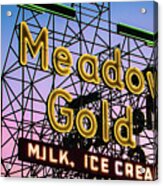 Route 66 Tulsa Meadow Gold Neon Sign Acrylic Print