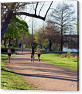 Runners And Bikers Enjoy A Perfect Spring Day On The Town Lake Hike And Bike Trail Acrylic Print