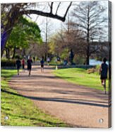 Runners And Joggers On The Hike And Bike Trail Town Lake Austin Texas Acrylic Print