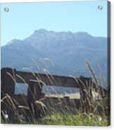 Rustic Fence On Mountain Landscape Acrylic Print