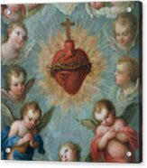 Sacred Heart Of Jesus Surrounded By Angels Acrylic Print
