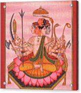 Sadashiva Painting,hindu God, Mysticism Of Lord Shiva, Miniature Watercolor Artwork. Acrylic Print