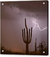 Saguaro Southwest Desert Lightning Air Strike Acrylic Print