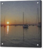 Sailboats At Sunset Acrylic Print