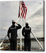 Sailors Raise The National Ensign Acrylic Print