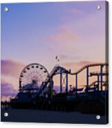 Santa Monica Pier Fun At Sunset Acrylic Print
