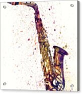 Saxophone Abstract Watercolor Acrylic Print