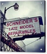 Schneider Auto Parts Sign Acrylic Print