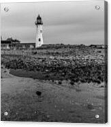 Scituate Lighthouse And Beach In Black And White Acrylic Print