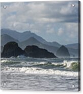 Sea Stacks And Surf Acrylic Print