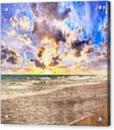 Seascape Sunset Impressionist Digital Painting B7 Acrylic Print