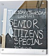 Senior Citizens' Offer Acrylic Print