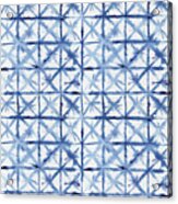 Shibori Kubo Watecolor X Pattern Line Work Indigo Blue Acrylic Print