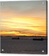 Ships Harbouring At Sunset Acrylic Print