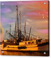 Shrimpers At Dock Acrylic Print